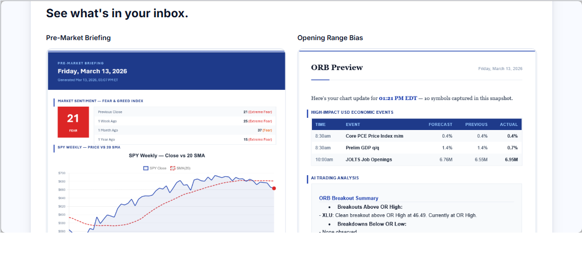 Snapshot emails preview